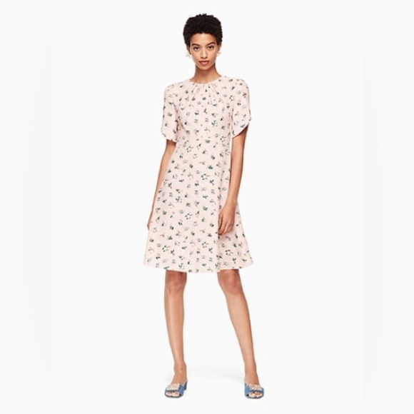 Kate Spade Flora Tulip Sleeve Dress In Cameo Pink - Picture 1 of 9